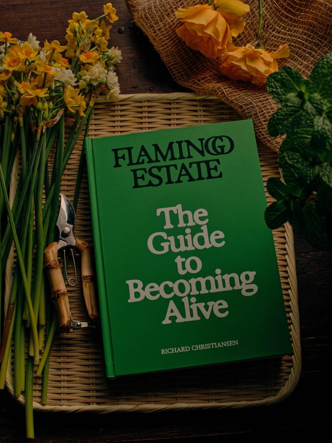 A copy of the book, Flamingo Estate, The Guide To Becoming Alive.