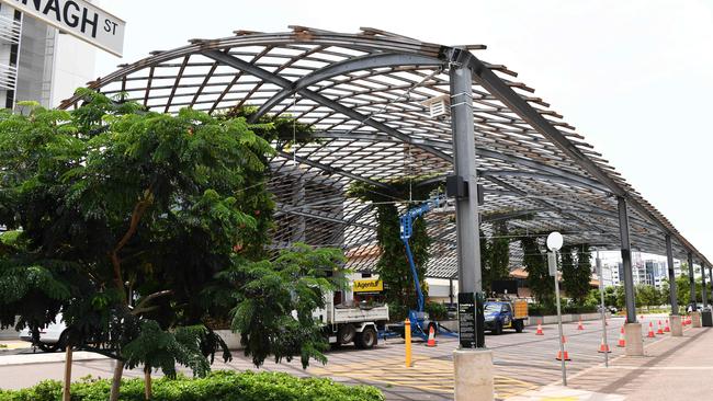 The Cavenagh St shade structure yesterday. Picture: Katrina Bridgeford