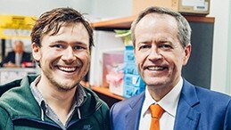 GetUp board member Daniel Stone with Bill Shorten. 