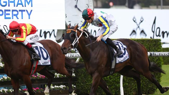 SYDNEY, AUSTRALIA - DECEMBER 09: Dylan Gibbons riding Loch Eagle wins Race 7 The Ingham during "The Ingham Charity Raceday" - Sydney Racing at Royal Randwick Racecourse on December 09, 2023 in Sydney, Australia. (Photo by Jeremy Ng/Getty Images)