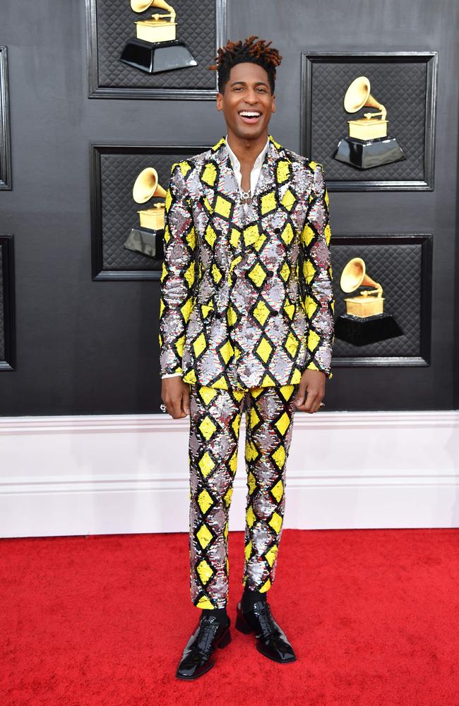 US singer Jon Batiste arrives for the 64th Annual Grammy Awards. Picture: AFP