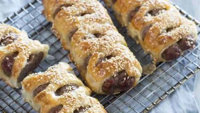 Luxe sausage rolls with beetroot relish.