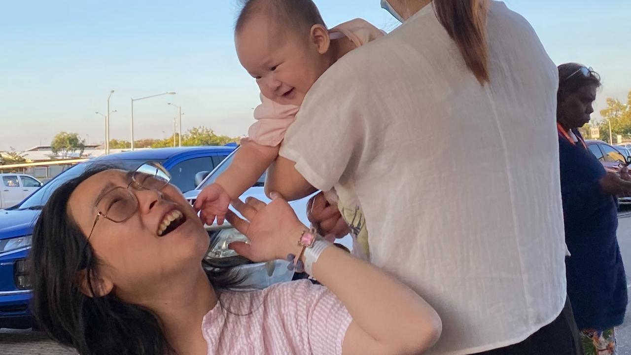 Young mum Anna Shuhang Yu pictured with her baby Sunny. Picture: supplied