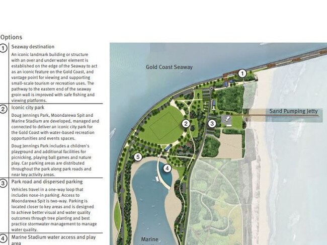 The Spit master plan options report — the changes mooted for the Marine Stadium or so-called Bums Bay.