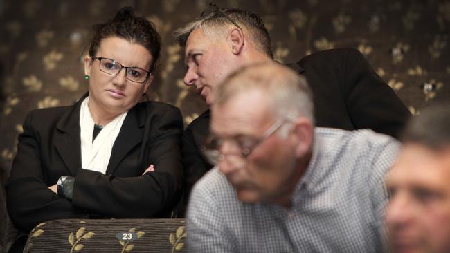 Senator Jacqui Lambie and her Chief of Staff Rob Messenger during a 2014 community forum on the NBN at Devonport.