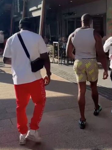 Terence Crawford heading to breakfast in Broadbeach with notorious alleged Mongols Associate Robert 