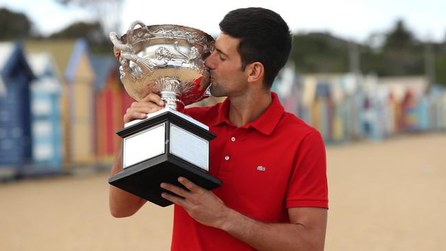 Djokovic could move into the outright lead in grand slam men’s singles titles if he competes in the Australian Open. Picture: Getty Images