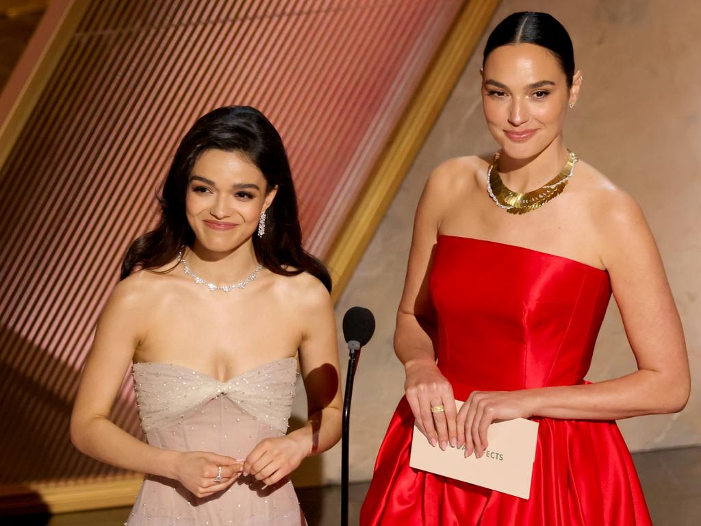 Zegler and Gadot onstage at the Oscars earlier this month. Picture: Kevin Winter/Getty Images