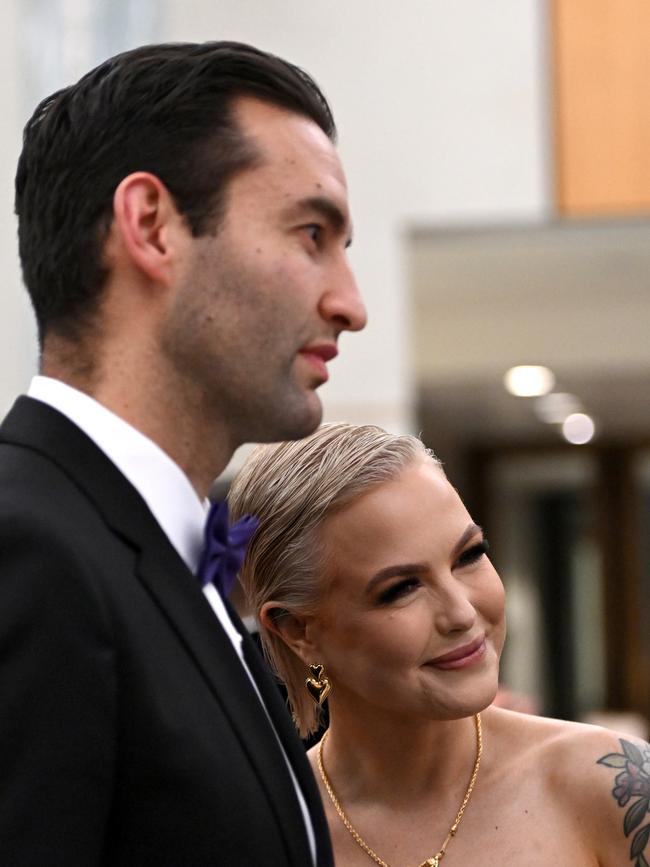 The couple were beaming. Picture: Tracey Nearmy/Getty Images