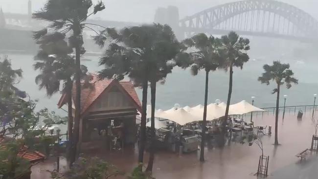 A massive storm is pictured as it sweeps across Sydney with winds expected to reach 90km/h. Picture: Twitter