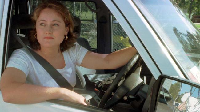 Channel Nine reporter Joanne Shoebridge inside the vehicle she was travelling in when she was attacked by a carload of bikies. Picture: Mick Toal