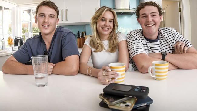 12 December 2024Archie Allen, Jemima Bell and Harry Oates.Research by McCrindle shows Aussies are looking to get more connected, face to face ... with younger generations leading the charge, 57% of Gen Z wish social media was never created.Pic RoyVanDerVegt.