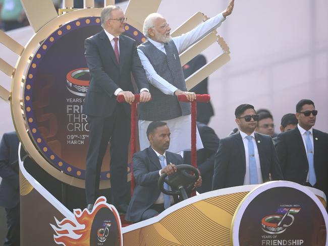 The two prime ministers received cheers from the crowd. Picture: Getty