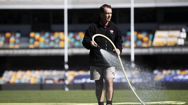 The Gabba groundsman David Sandurski prepared the MCG for six AFL grand finals. Picture: News Corp/Attila Csaszar