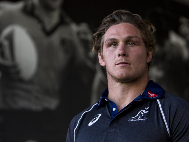 Wallabies captain Michael Hooper poses for a photograph following an announcement at Rugby Australia in Sydney, August 10, 2018. Rugby Australia have announced the re-signing of Wallabies skipper Michael Hooper for a further five years. (AAP Image/Paul Braven) NO ARCHIVING