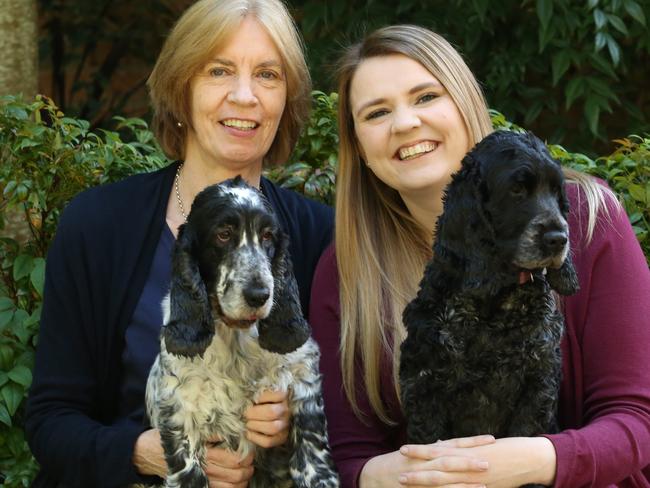 Hanne and Kathryn Cox with their dogs Trixie and Ella.