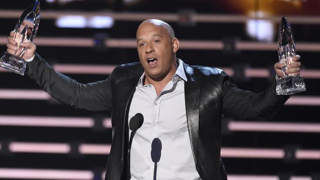 Big winner ... Vin Diesel accepts the award for favorite movie for Furious 7 at the People's Choice Awards. Picture: Chris Pizzello/Invision/AP
