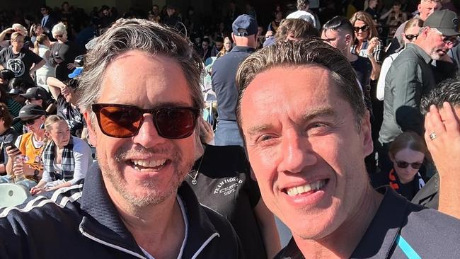 Lord Mayor Nick Reece and Carlton great Anthony Koutoufides at a Carlton game at the MCG. Picture: Instagram