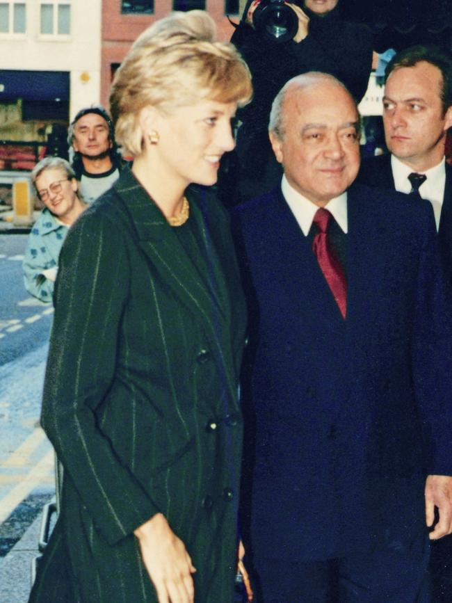 Princess Diana with Mohamed al-Fayed at Harrods. Picture: Getty Images.