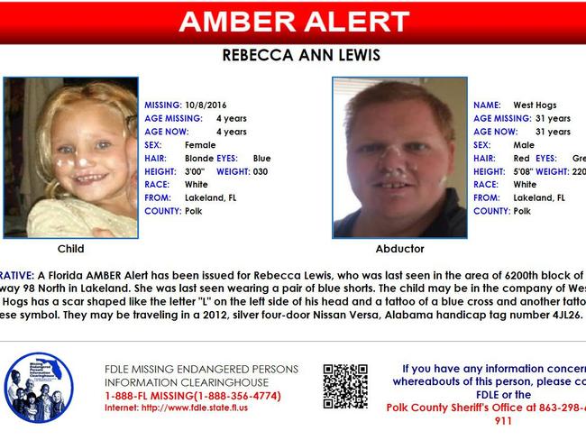 Lakeland, Florida: Missing four-year-old girl Rebecca Lewis found safe ...