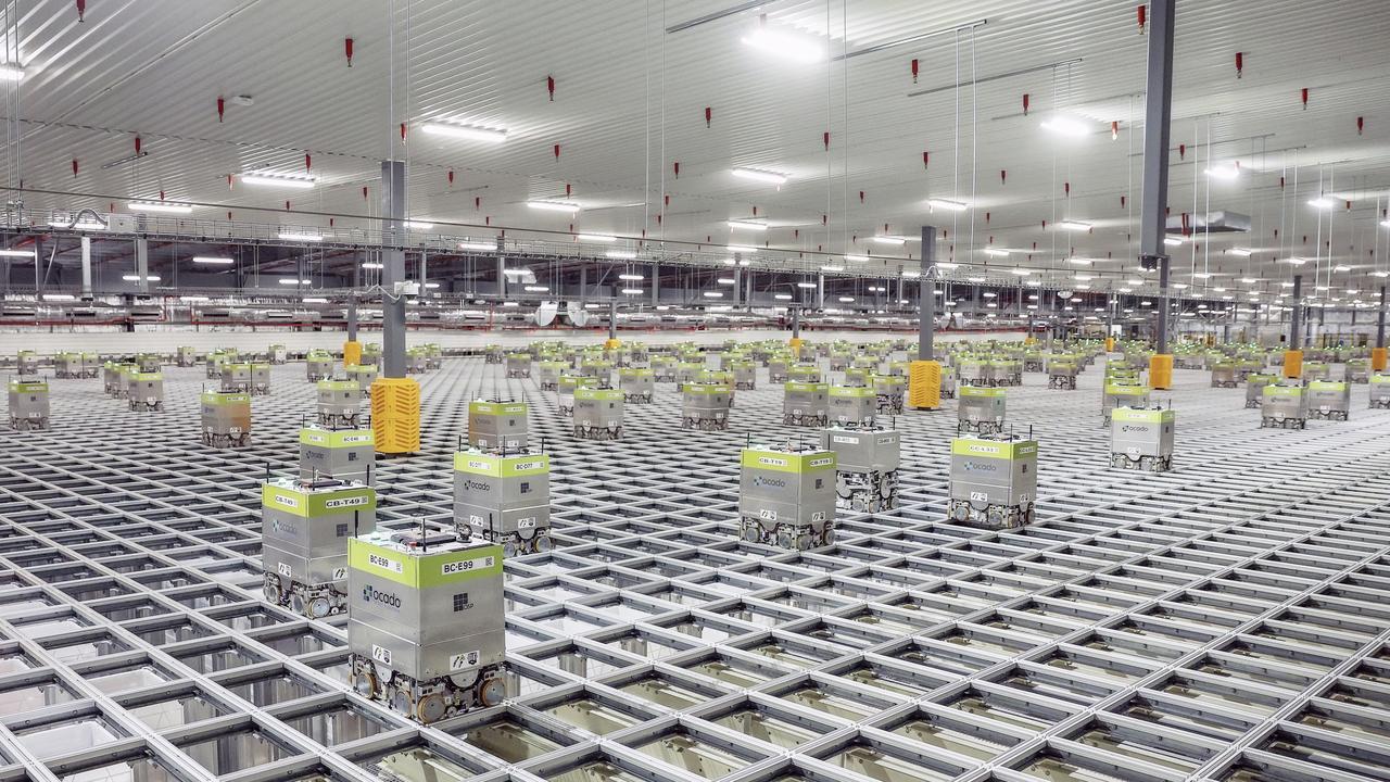 “The Hive” inside Coles’ Customer Fulfilment Centre in Truganina, where a fleet of robots will fulfil a customer order containing 50 items in just five minutes. Picture: Martin Keep/Coles