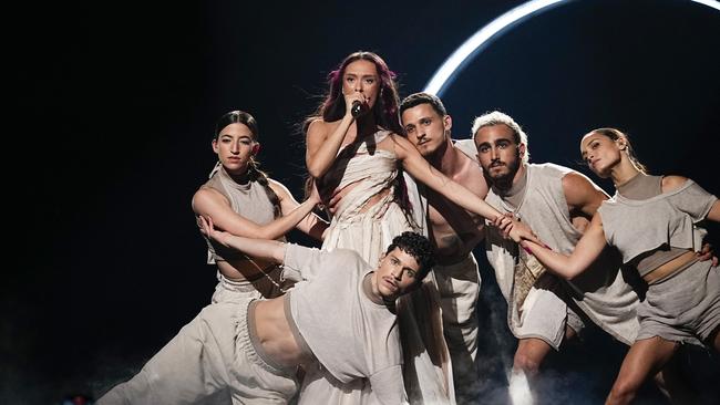 Eden Golan from Israel performs on stage during the Eurovision song contest 2024 grand final at Malmo, Sweden, at the weekend. Picture: Martin Sylvest Andersen/Getty Images