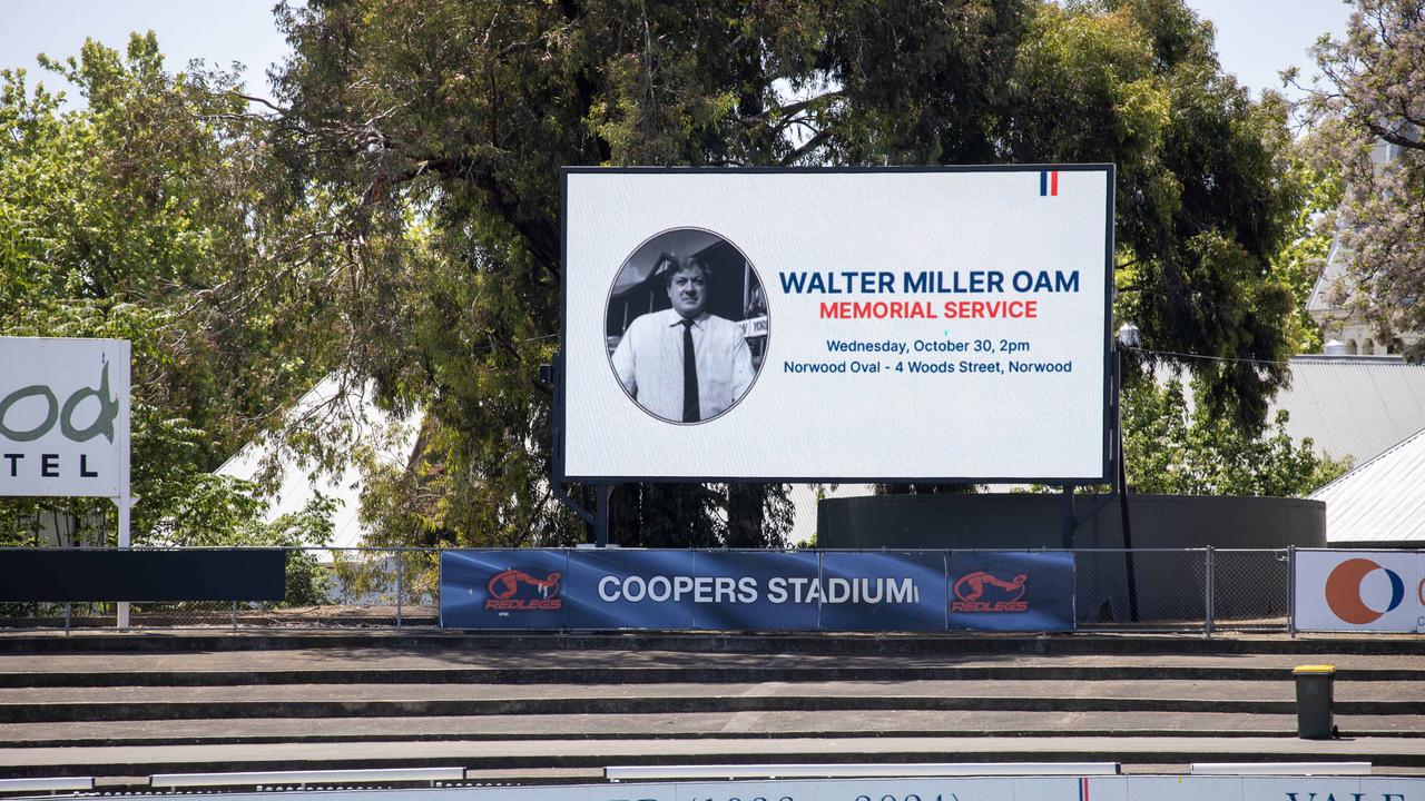 Walter Miller OAM farewelled at Norwood Oval. Picture: Kelly Barnes