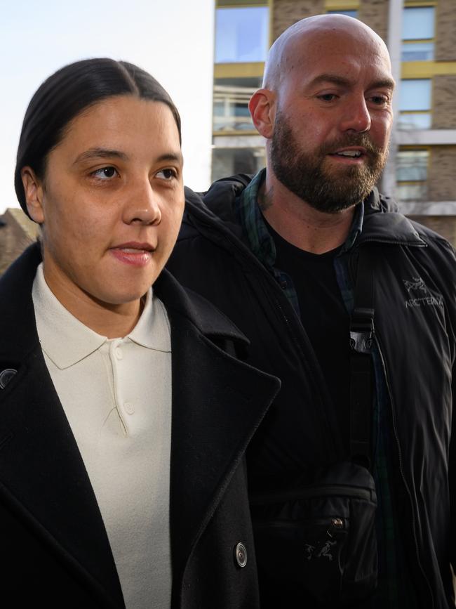 Sam Kerr arrives at Kingston-Upon-Thames Crown Court on February 5. Picture: Leon Neal/Getty Images