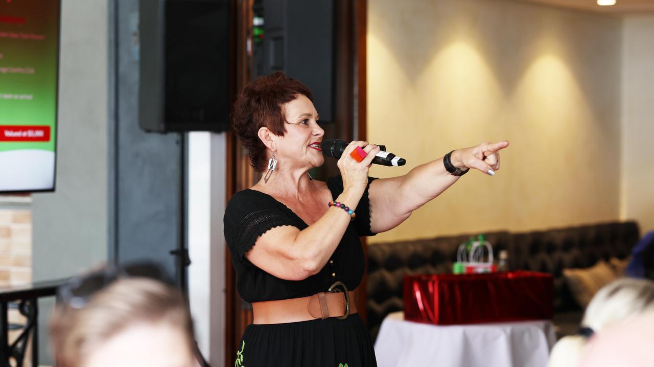 Keesha McLean was the auctioneer at the Trinity Advisory fundraising lunch at Little Sister restaurant. Picture: Brendan Radke