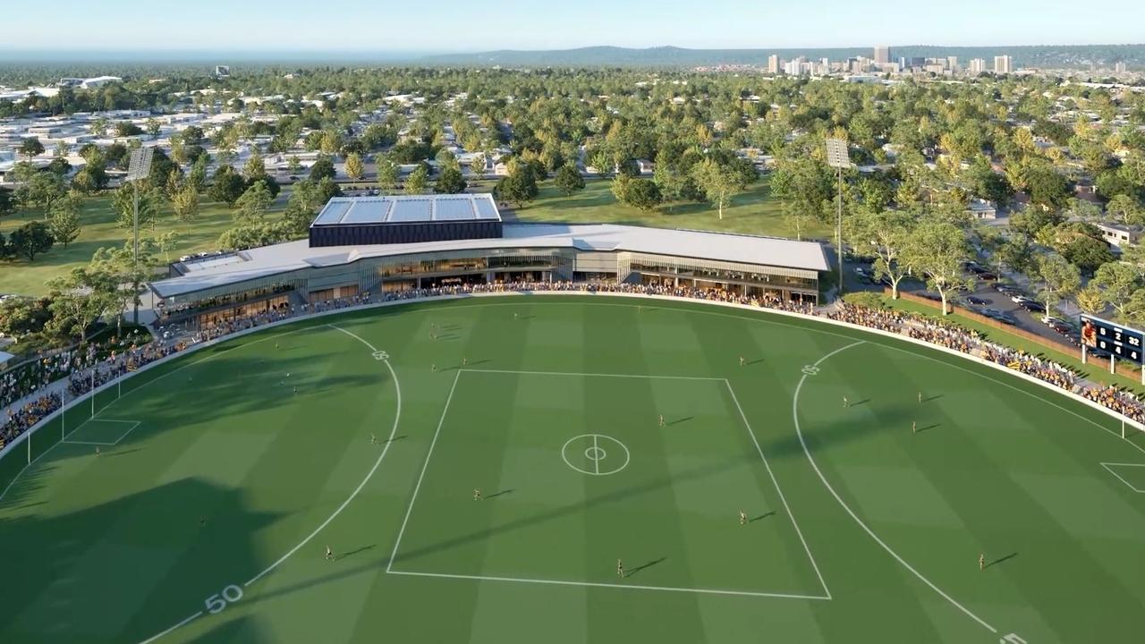 What the Crows’ facility at Thebarton Oval will look like.