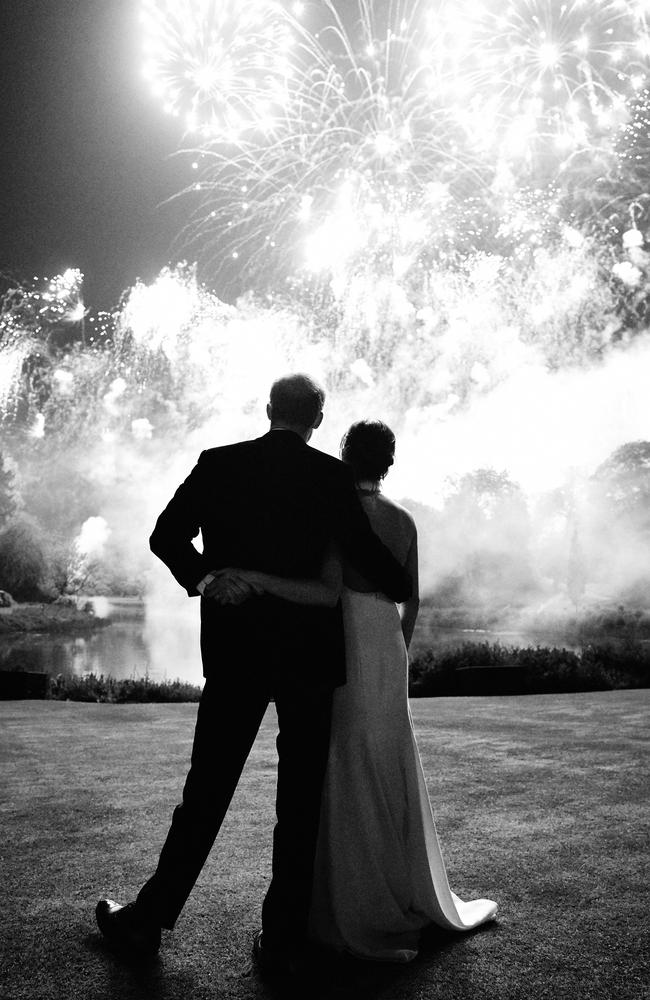 This never seen before wedding photo features on the Duke and Duchess of Sussex’s Christmas card this year. Picture: Chris Allerton 