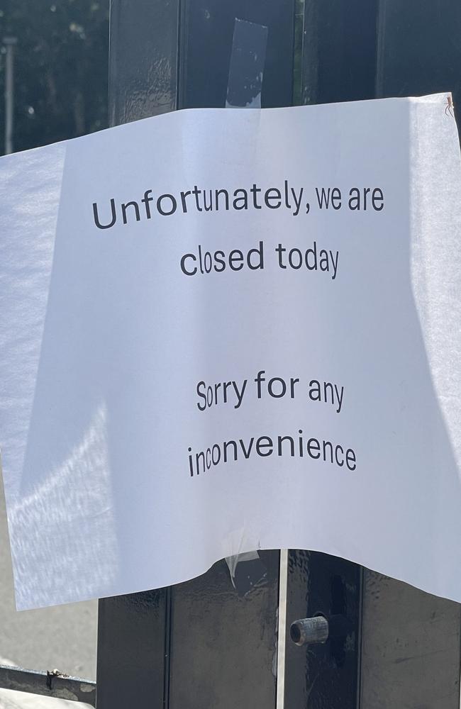 A sign on the locked gate leading into the carpark at The Bunker's Castlereagh location on Monday. Picture: Elizabeth Neil