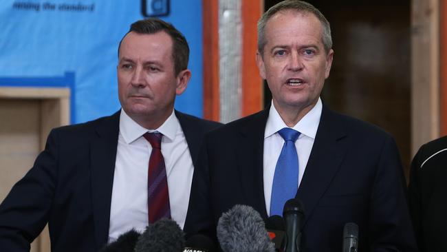 Mark McGowan with Bill Shorten during the election campaign. Picture: Kym Smith