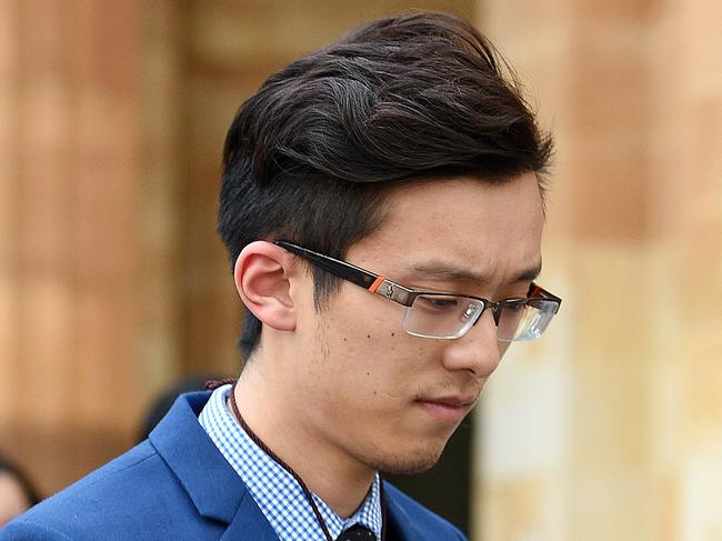 20/9/16 YiDa "Benny" Xiong outside the Adelaide Magistrates Court, accused of stealing $2 million from a Chinese national in a property scam.