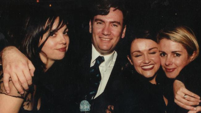 Jane Kennedy, Eddie McGuire, Carla McGuire and Brigitte Duclos at a nightclub together in the 1990s.