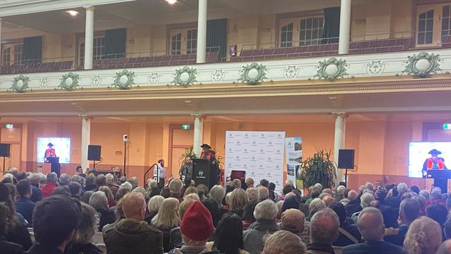 Hundreds gathered for a public meeting into the UTAS move in the CBD.