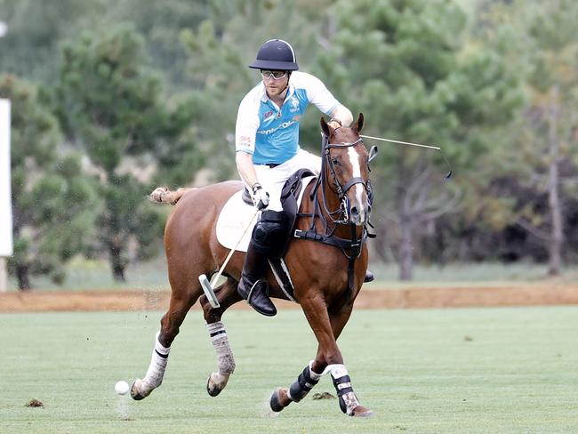 Prince Harry the Duke of Sussex is concentrating on polo in the US. Picture: SENTEBALE ISPS HANDA POLO CUP 2021