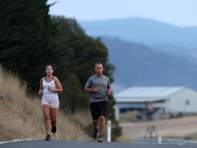 Clarkson hits the road with his daughter Stephanie as they make their way out of Omeo in the East Gippsland region. Picture: Michael Klein