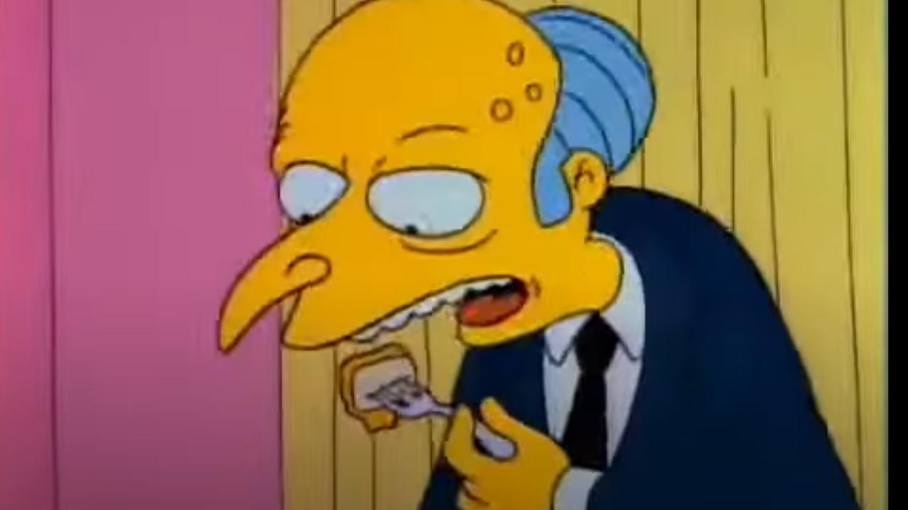 Mr Burns eats three-eyed fish on The Simpsons. Picture: YouTube