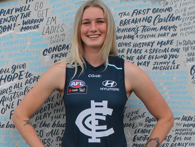 Tayla Harris - former Brisbane Lion turned Carlton player. AFL Women's. May 5, 2017