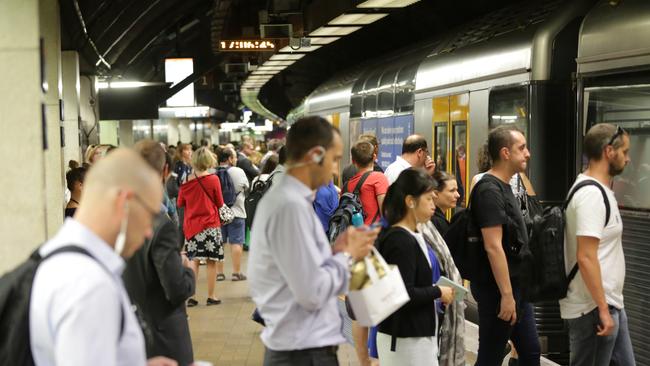 Martin Place station during peak hour. Rail bosses are desperate to head off pending strike action from staff. Picture: Christian Gilles