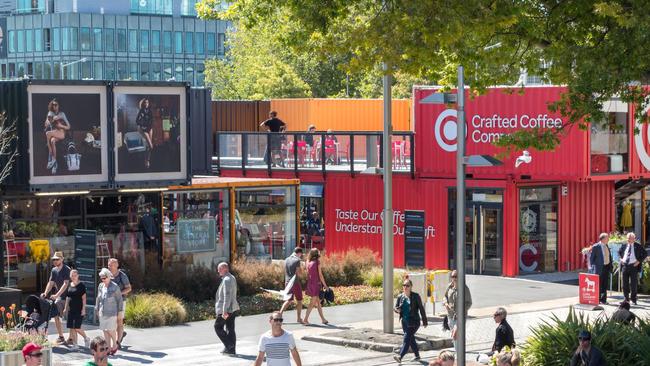 Re:Start pop-up Mall or Cashel Street Mall built from shipping containers after the 2011 earthquake.