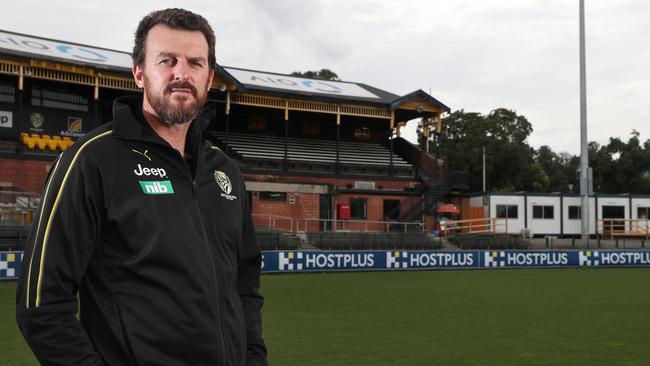 Richmond chief executive Brendan Gale in front of the Jack Dyer grandstand at Punt Road Oval. Picture: Michael Klein