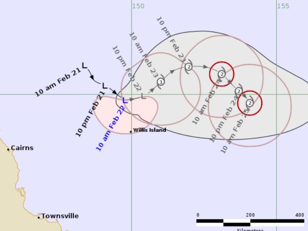 The Bureau of Meteorology's cyclone track map.