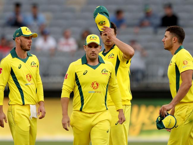 Aaron Finch and his struggling Australian side are in a world of hurt. Picture: AAP