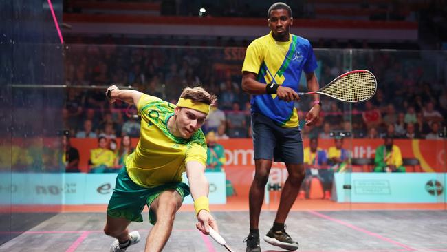 Australian squash player Rhys Dowling (left) competes at the 2022 Birmingham Commonwealth Games. Squash’s place in Glasgow is yet to be confirmed. Picture: Eddie Keogh / Getty Images