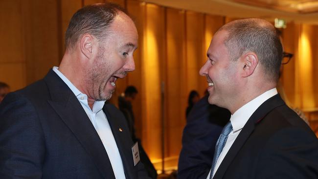 20/11/19: Luke Sayers and treasurer, Josh Frydenberg at the Business Council of Australia Annual Dinner in Sydney. John Feder/The Australian.