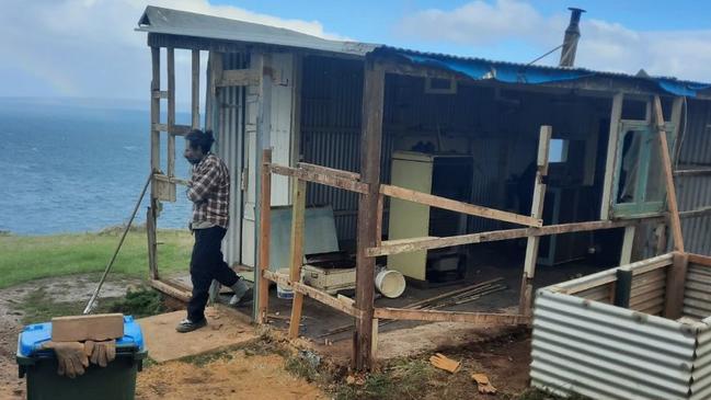 A man, alleged by SA Police to be George Lavrentiadis, photographed at the coastal shack owned by Barry Robertson. Picture: Supplied.