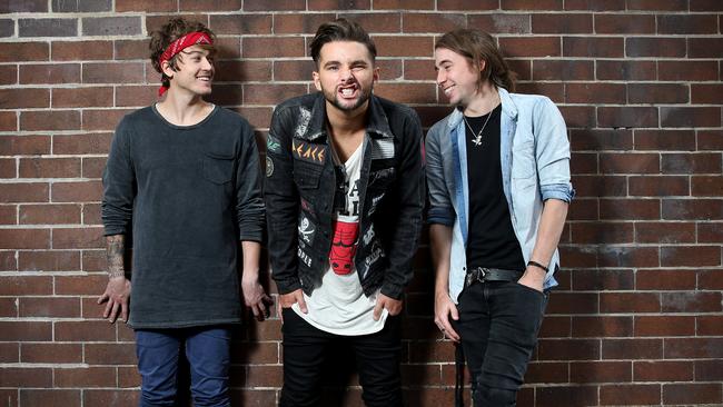 Australian band Short Stack, Andy Clemmensen, Shaun Diviney and Bradie Webb. Picture: Richard Dobson