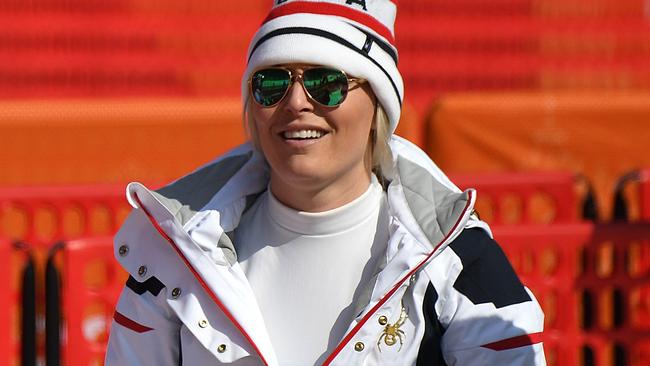 Lindsey Vonn looks on during the women's alpine combined downhill. Picture: AFP